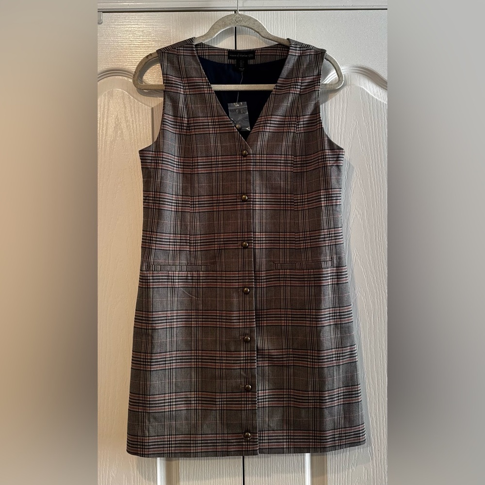 House of Harlow 1960 Plaid Sleeveless Button Down Dress - Size S NWOT